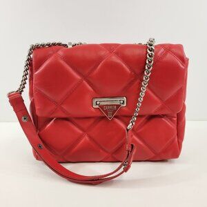 Carmim Bolsa Bernice Leather Bag Handbag Red Quilted Brazil Chain Strap
